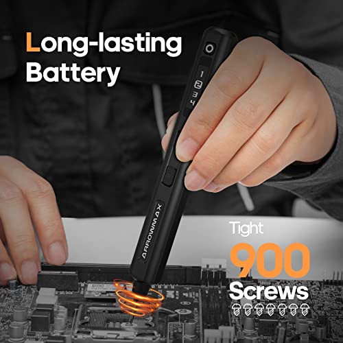 Electric Screwdriver- AM ARROWMAX Cordless Precision Screwdriver Set with 34 Magnetic Precision Bits,4 Gears Torque, Rechargeable Repair Tool Kit for Electronics Laptop Glasses Watch (SES), Black