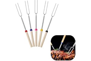 5Pack Marshmallow Roasting Sticks Extendable,32 Inch Long Stainless Steel Smores Sticks, for Campfire Camping Hotdog Hot Dog 