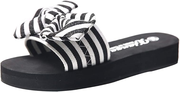 black and white striped slippers