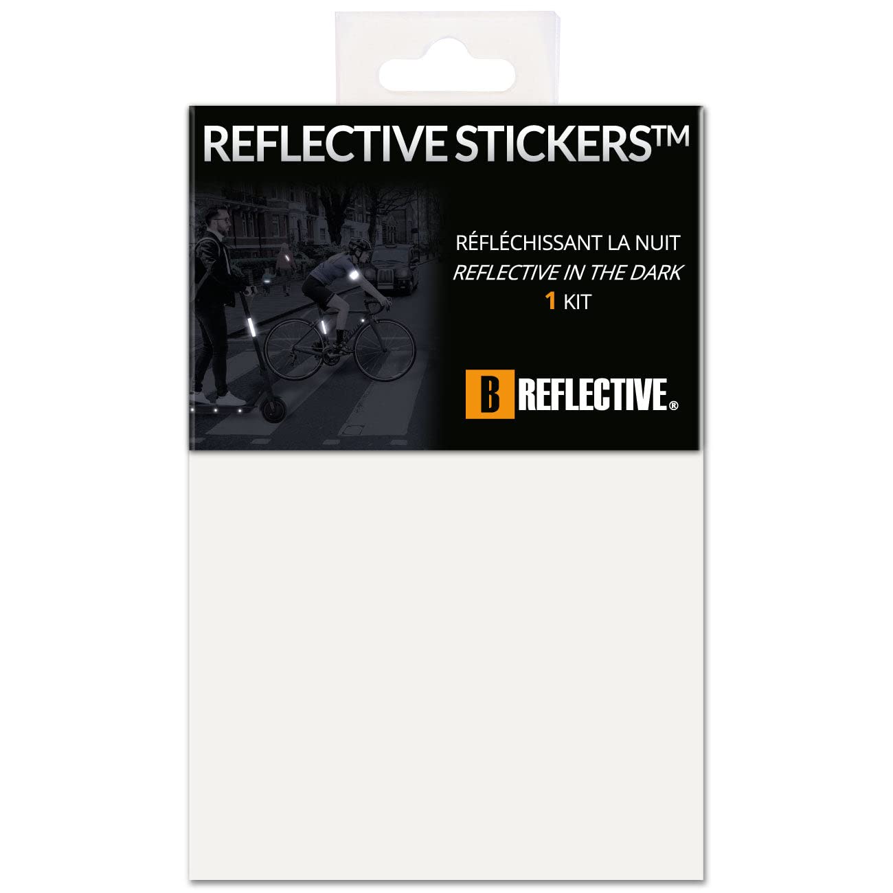 B REFLECTIVE 3M® COLORS™, Cut-out Retro-Reflective Sticker Sheet, Multi Support: Bicycle, Scooter, Motor Scooter, All Helmets, 3M Technology, 20x30 cm, White — image 1