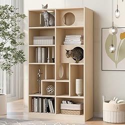 VIHLCYDA Modern Cat Tree Bookshelf - Stylish