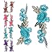 TUANTUAN 6 Pcs Embroidered Rose Flower Applique Floral Sew on Iron on Patches for Clothing DIY Motif Applique,Purple & Red & Pink