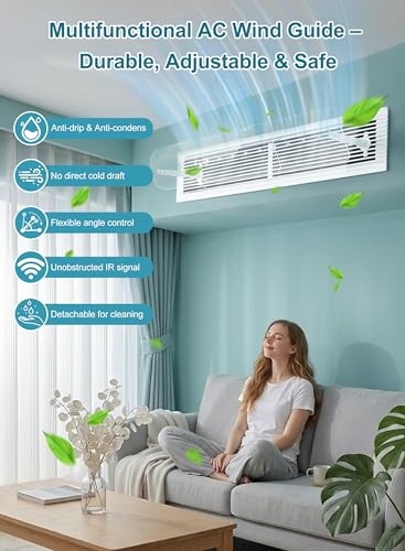 Necomi Central Air Conditioning Ceflector, Adjustable Size Split Air Conditioner Deflector, Transparent Panel عاكس هواء مكيف سبليت, Min 60cm Max 100cm, Fit for Central Air Deflector Grilles