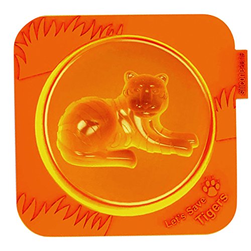 SiliconeZone My Animals Collection 4.3" Silicone Tiger Cake Mold, Orange