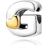 PARCOM S925 Sterling Silver Charms for Bracelets and Necklaces,Letter Charms A-Z for Bracelet Necklace with Golden Heart Initial Beads Pendant Jewelry Bracelets for Women Birthday Ceremony