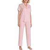 Pintage Women's Petite Pajamas Set Petite Size Short Sleeve with Pants
