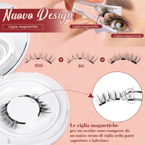 Higu Clace Ciglia Finte Magnetiche Con Applicatore, Non Richiedono Colla, Naturali E Realistiche, Facili Da Applicare E Rimuovere (Style-N8)