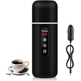 Car Electric Travel Kettle,12V-24V Portable Car Coffee Warmer Kettle | With Automatic Stirring Function,Food Grade Stainless Steel,BPA-Free, Adjustable Temp,Auto Shut-Off, Boil-Dry Protection