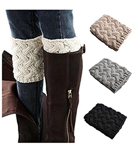Jiuhexu 4 Pairs Women Winter Warm Crochet Knitted Boot Cuff Socks Short Leg Warmers (4 Pair-G) - Thumbnail 6