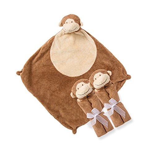 Angel Dear Pair and a Spare 3 Piece Blanket Set, Brown Monkey