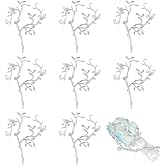 NBEADS 10 Pcs Branch Shape Blanks Prong Beads Settings, Irregular Beads Base Brass Twig Branch Base Blank Base Cabochon Setting for Various Shapes Gemstone Handmade Necklace Jewelry, Silver