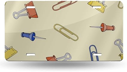 Amazon Com Qyueshang 4 Hole Custom License Plates Decorations Vanity Tag Aluminum Car Accessories Novelty Front Vanity License Plate Cute Cartoon Thumbtack Small Object Print Cool License Plate 6x12 In Sports Outdoors