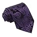 Coxeer Men's Paisleyc Prom Necktie Sets :Cufflinks+pocket Square+cufflinks (Dark Purple)