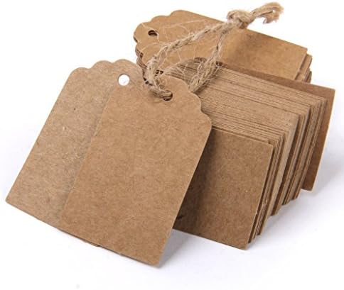 LANYUER Wedding Favour Gift Tags Labels Paper Card Pack of Approx.100 Rectangle (Brown)