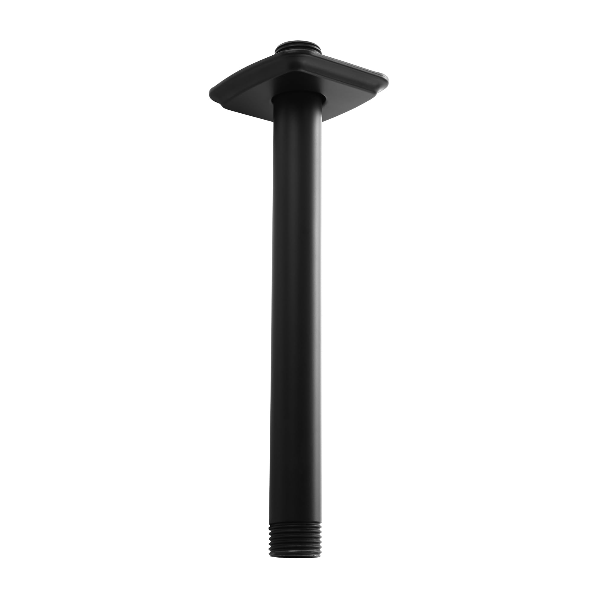 Photo 1 of SKOWLL Straight Shower Arm with Flange Matte Black 8 Inch Ceiling Mount Rain Shower Head Extension Arm Replacement, Ceiling Mounted For Fixed Shower Head High Pressure Rain