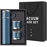 Stainless Steel Thermo 500ml/16.9oz Vacuum Insulated Bottle with Cup for Coffee Hot drink and Cold drink water flask.(Blue,Set)