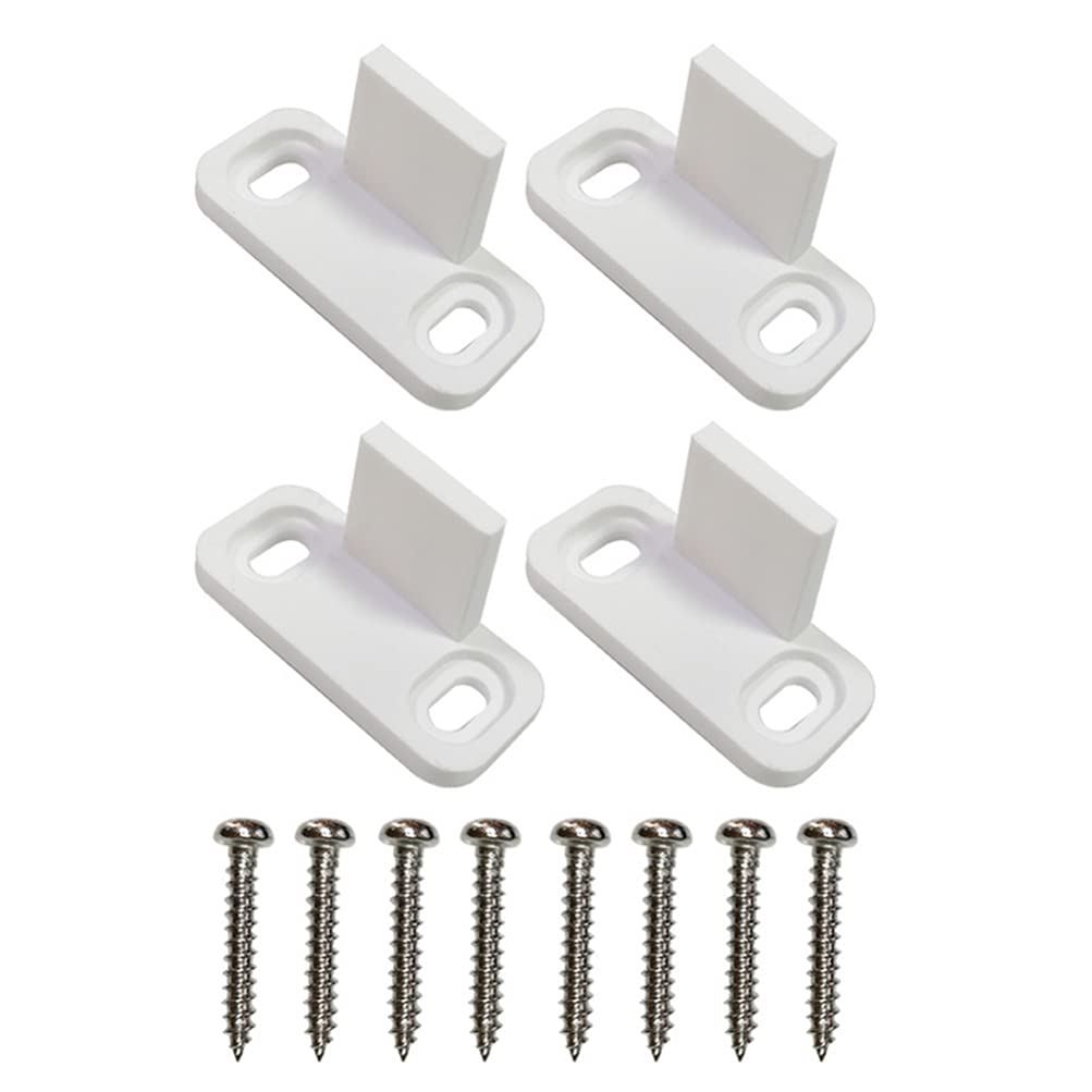 DOITOOL 4 Pcs Sliding Barn Door Floor Guide White - POM Quiet Wardrobe Bottom Track Stopper for Non-Grooved & Grooved Doors - Compact Pocket Door Guides Bottom Wall/Floor Mount