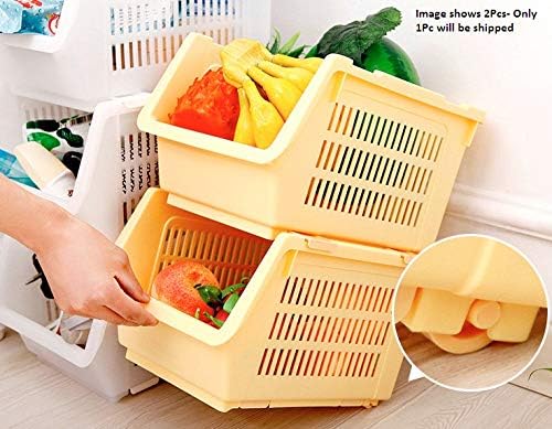 Pindia Plastic Stackable Basket, Yellow