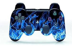 Vinyl Skin Sticker Protector for Sony Playstation 3 PS3 Controller Blue Fire