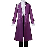 Cos-Animefly 80s Men's Purple Cosplay Costume Retro Long Jacket Shirt Pants Stage Performance Halloween Outfit
