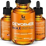 Dewormer + for Dogs and Cats - Natural Treatment from Tapeworm, Roundworm, Whipworm, Hookworm, and Nematode - Liquid Herbal Dewormer - for Pets Natural Canine Dewormer for Dogs (2 oz)