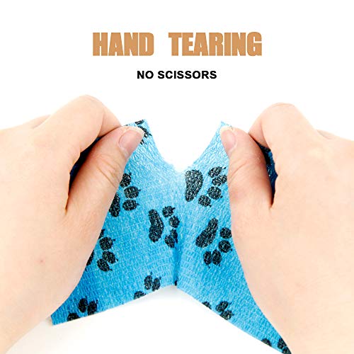 MUEUSS Self Adhesive Bandage First Aid Tape Strong Elastic Blue Claw Wraps for Pets Animals & Ankle Sprains & Medical Support, 3 Inches x 5 Yards, 6 Rolls - Thumbnail 3