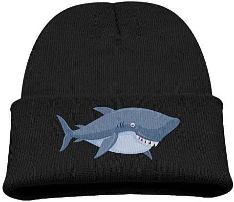 Grass8 Marine Animal Shark Children Girls&amp;Boys Winter Warm and Comfortabl Cute Pattern Knitting Hat Beanie Skull Capone Size Black