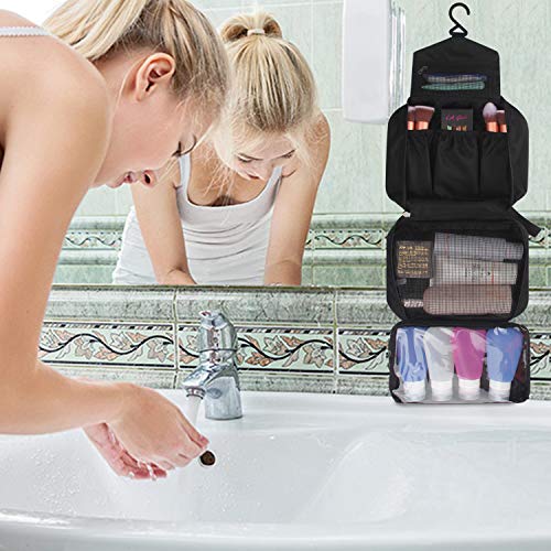 Relavel Travel Toiletry Bag Business Toiletries Bag for Men Shaving Kit Waterproof Compact Hanging Travel Cosmetic Pouch Case for Women Black 4 Relavel Travel Toiletry Bag Business Toiletries Bag for Men Shaving Kit Waterproof Compact Hanging Travel Cosmetic Pouch Case for Women Black