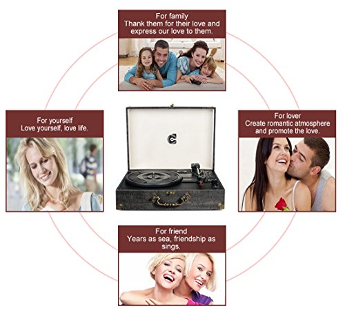5 Turntable+Suitcase+Bluetooth+Speakers+Portable