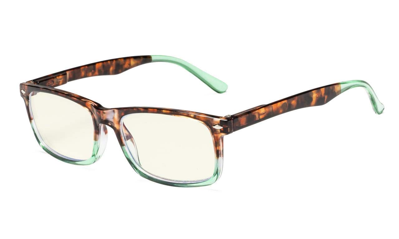 Eyekepper UV Protection Reading Glasses Computer Readers Mens Women (Tortoise-Green, 2.75) — image 1