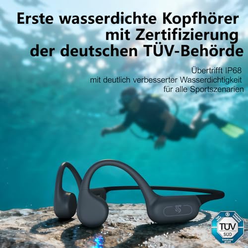 Swimming Headphones - Bone Sound Headphones Bluetooth 5.4, IPX8 Waterproof Sports Headphones with MP3 Mode, Underwater Open Ear Headphones with 32 GB Memory, Lightweight & Safe for Running (Grey)