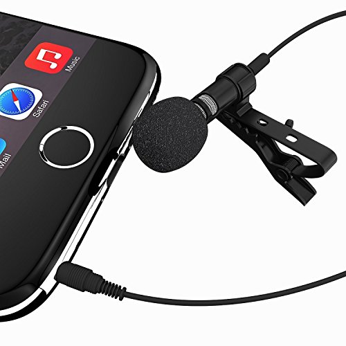 AhomePlay Mini Wired Lavalier Recording Condenser Microphone for iPhone iPad Android Phone Tablet PC