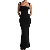 SHESEEWORLD Women's Summer Sleeveless Square Neck Maxi Dress Elegant Bodycon Eveing Back Zipper Prom Long Dresses