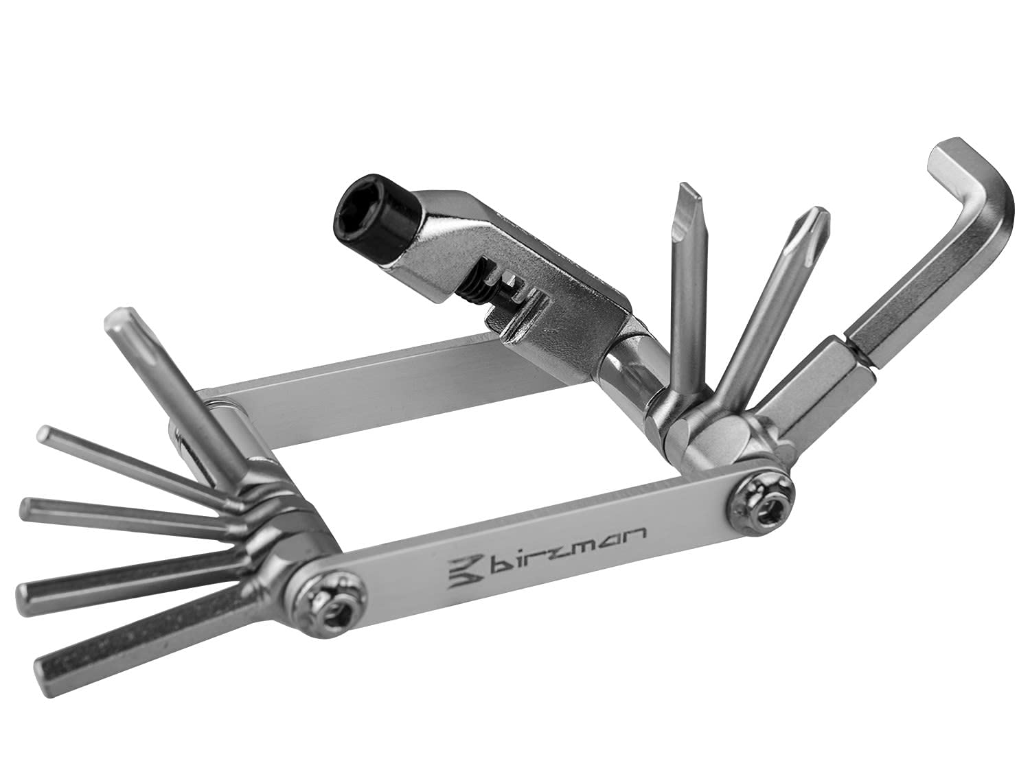 Birzman Feexman E Version 10 Multi-Tool Silver - Compact, Lightweight, Durable Bike Repair Tool with 10 Functions for Cyclists – Portable, Handy, Perfect for Road & Trail Use