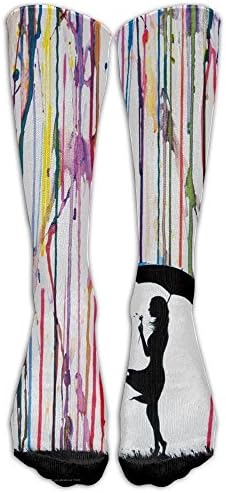 Girl Blowing Dandelion Under Umbrella Unisex Outdoor Knee High Long Tube Socks Sport Over-The-Calf Long Team Socks