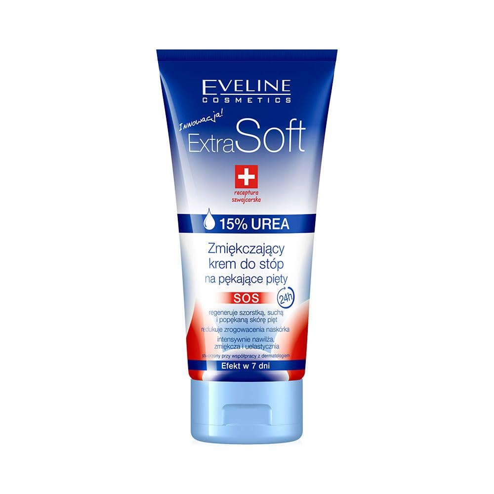 Eveline Cosmetics Extra Soft Heel Repair Cream with 15% Urea - Fast Relief for Dry, Cracked Feet | Moisturizing & Soothing Foot Cream