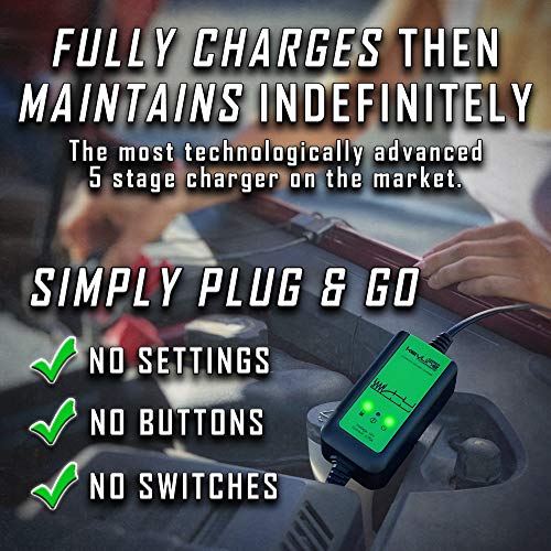 12V Automatic Battery Maintainer Tender Trickle Charger Desulfator | .75 Amp 5 Stage Smart Conditioner for Perfect Battery Charging & Maintenance by KeyLine Chargers | Best for Motorcycles ATV Jet Ski - Thumbnail 4