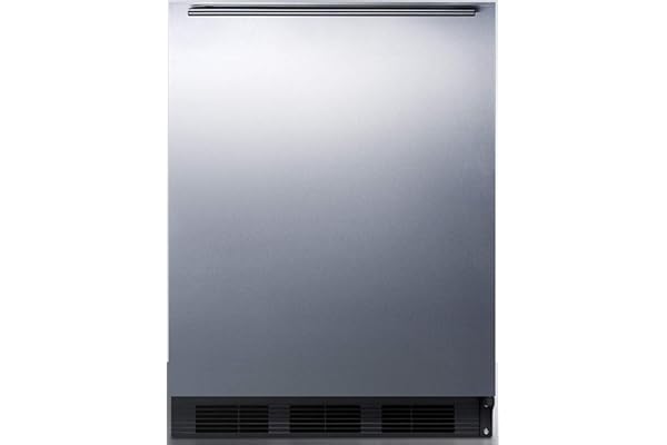 Summit Appliance FF7BKSSHHADA ADA Compliant Commercial All-Refrigerator for Freestanding General Purpose Use with Auto Defrost, Stainless Steel Wrapped Door, Horizontal Handle and Black Cabinet