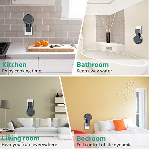Bovon Outlet Wall Mount Hanger Holder Stand for Echo Dot 3rd Generation, Best Space-Saving Dot Accessories with Cord Management for Your Smart Home Speaker Without Mess Wires or Screws (Black) - Thumbnail 6