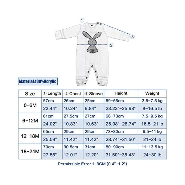 mimixiong Baby Sweater Toddler Jumpsuits Kid's Knitted Bunny Romper for Easter Christmas - Image 9