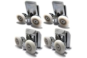 YUANQIAN Shower Door Rollers Replacement Part, Ultra-Quiet Bathroom Glass Sliding Door Runners Wheels Pulleys (φ23mm, Option D, 4Pcs/Set)