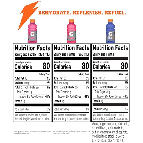 GATORADE THIRST QUENCHER, GRAPE BERRY, STRAWBERRY VARIETY PACK, 12 FL OZ (PACK OF 18)