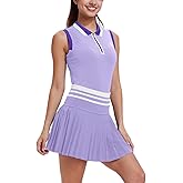 Tennis Skirt Sets for Women Color Block Golf Polo Two Piece Skirt Set Women 2 Piece Outfits with Shorts
