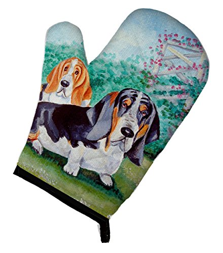 Caroline's Treasures 7061OVMT Basset Hound Double Trouble Oven Mitt, 12" by 8.5", Multicolor