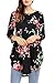 AlvaQ Womens Summer 3 4 Sleeve Sexy Floral Blouses Juniors Fashion 2017 Plus Size Ruffle Tops Work Tunic Black