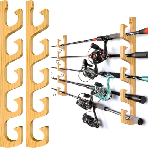 PLUSINNO H5W Solid Wood Fishing Rod Holder