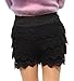 MULLSAN Women's Fitted Scallop Hem Crochet Tiered Lace Sexy Shorts (X-Large, Black)