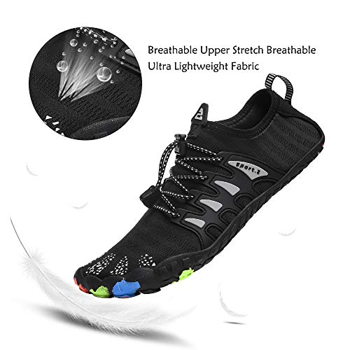 Mens Womens Water Shoes Aqua Shoe Swim Socks Quick Dry Barefoot for Boating Fishing Diving Surfing with Drainage Driving Yoga Upstream Black C 8.5 M US Women/7 M US Men - Thumbnail 2