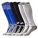 LITAO for Little Boys/Girls Outfits Compression Long Sport Soccer Socks 6 Pack (Kids/Youth Gifts) (Black&White&Blue)