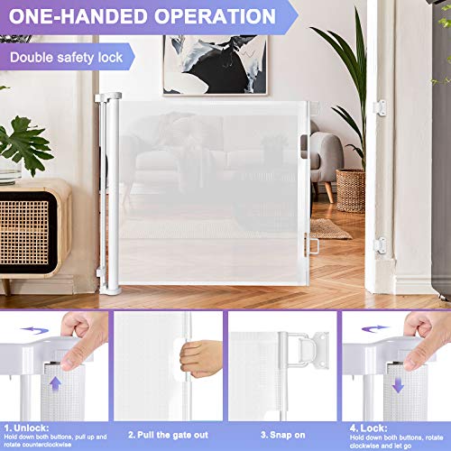 Retractable Baby Gate Space Saving and Extends to 58" Wide Movable